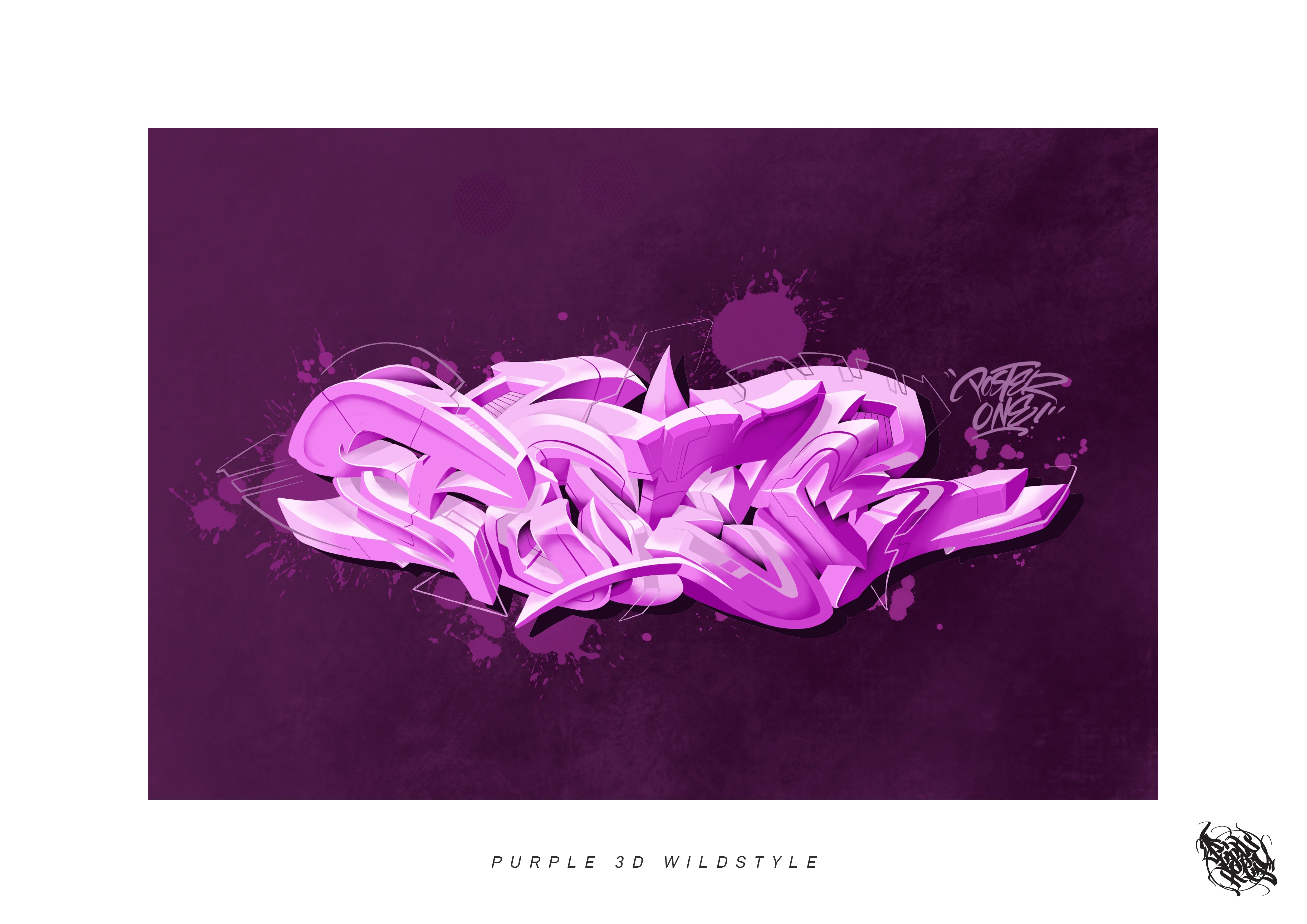 アート・デザイン・音楽 purple EdPoster - AR Art Purple 3D Wildstyle - Download Print – Premier